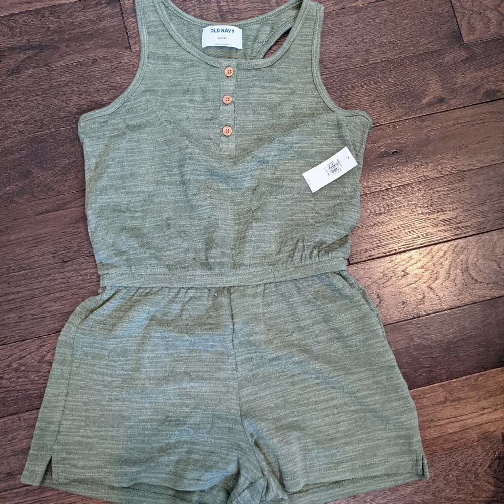 Sleeveless Plush-Knit Henley Romper for Girls-BNWT